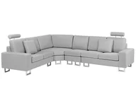 Narożniki - Beliani Sofa narożna tapicerowana jasnoszara STOCKHOLM jasny szary - miniaturka - grafika 1