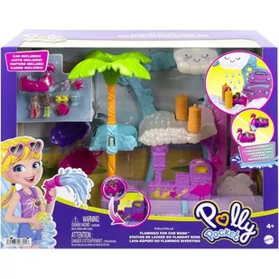 Lalka MATTEL Polly Pocket Flamingowa Myjnia HHJ05 - Lalki dla dziewczynek - miniaturka - grafika 1