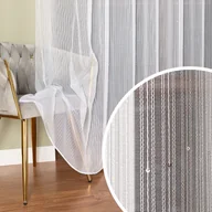 Firany - Gotowa firanka do salonu na taśmie marszczącej, kolor biały ze srebrnymi cekinami, rozmiar 300x250 cm - miniaturka - grafika 1