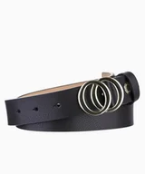 Paski - PUCCINI Skórzany pasek damski z elegancką klamrą czarny rozmiar s - Puccini - miniaturka - grafika 1