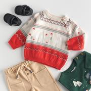 Koszulki dla chłopców - Reserved - Żakardowy sweter ze świątecznym wzorem - Kremowy - miniaturka - grafika 1