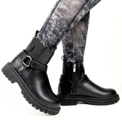 Botki damskie - BIG STAR OO274A128 botki damskie zimowe na płaskim obcasie ocieplane - miniaturka - grafika 1