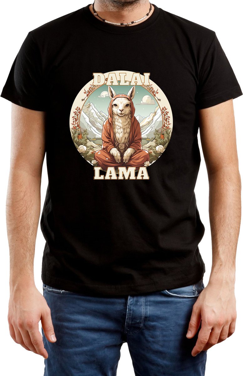 T-Shirt Męski Prezent Yoga Budda Lama Śmieszna Koszulka Czarna R-L A381