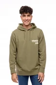 Bluzy męskie - WRANGLER SLOGAN HOODIE DEEP GREEN W666ILX1X XS - Wrangler - miniaturka - grafika 1