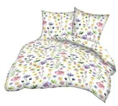 Pościel - Karo Pościel z kory 160x200 135B biała łączka kolorowe kwiatki na guziki bawełniana gruba - miniaturka - grafika 1