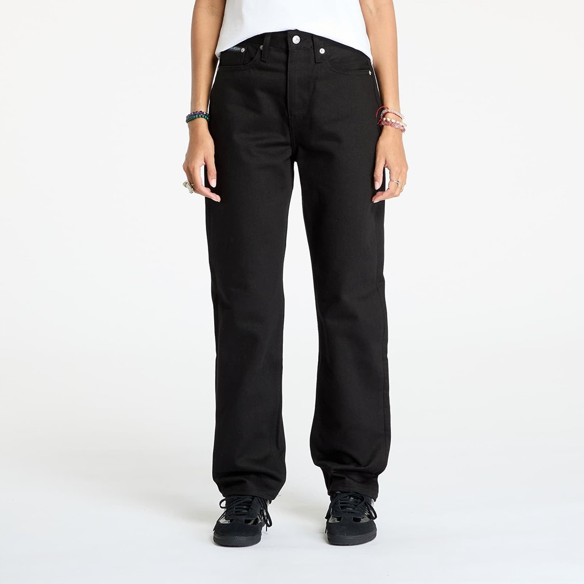 CALVIN KLEIN JEANS CZARNE PROSTE JEANSY Z WYSOKIM STANEM 27/32 XTA