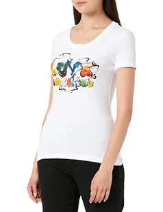 Love Moschino Damska koszulka z krótkim rękawem z nadrukiem graffiti, optical white, 48 - Koszulki i topy damskie - miniaturka - grafika 1