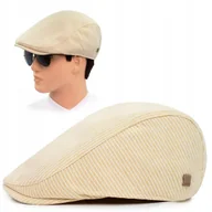 Czapki męskie - KASZKIET Męski Bawełniany na Lato Czapka w Paski BEŻOWY Pako Jeans - miniaturka - grafika 1