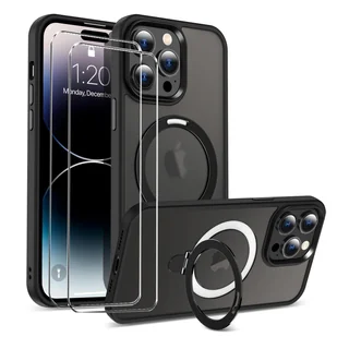 zestaw ochronny 2 w 1 dla Apple iPhone 13 Pro składa się z 2x szklanej osłony ekranu 9H i 1x silikonowego etui w kolorze czarnym - Etui i futerały do telefonów - miniaturka - grafika 1