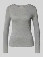 Bluzki damskie - Bluzka z długim rękawem o kroju shaped fit z mieszanki bawełny i wiskozy - miniaturka - grafika 1