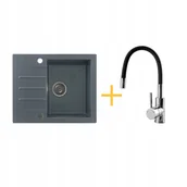 Zlewozmywaki z baterią - KERNAU Zlewozmywak granitowy Kernau KGSA 4560 1B1D Graphite+ bateria KWT 29 Ela - miniaturka - grafika 1