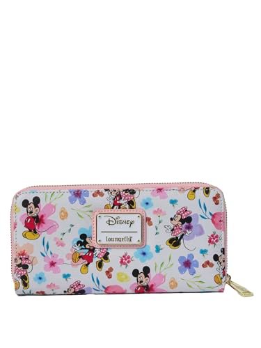 Loungefly Disney Myszka Miki Minnie portfel z zamkiem błyskawicznym AOP kwiatowy, wielokolorowy, kopertówka portfel