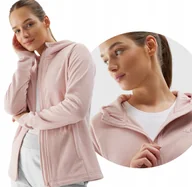 Bluzy damskie - Bluza polarowa damska na zamek z kapturem 4F 4FWSS24TFLEF180-65S Różowy - miniaturka - grafika 1