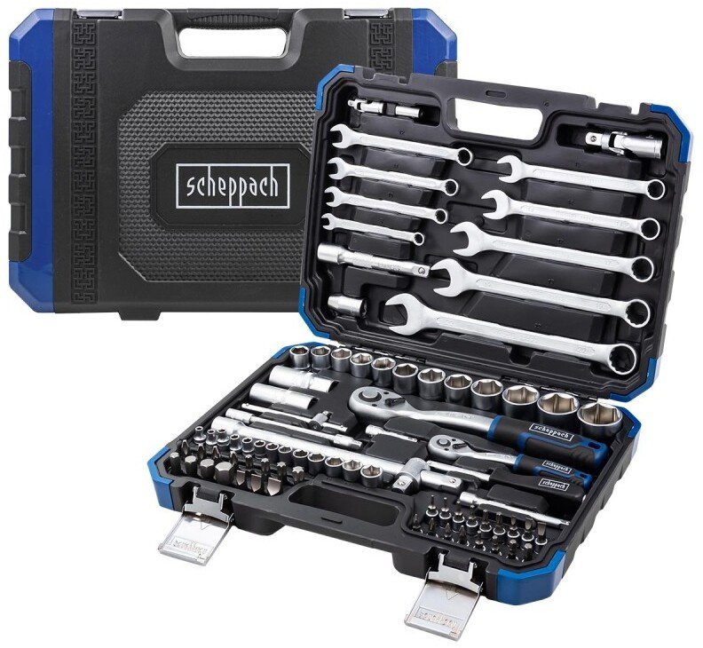 SCHEPPACH Zestaw klucze nasadki bity 1/2'' 1/4'' 4-32mm 6-kątne 82 el walizka