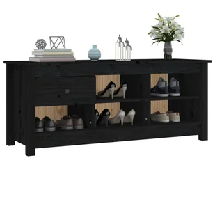 Lumarko Szafka na buty, czarna, 110x38x45,5 cm, lite drewno sosnowe - Szafki na buty - miniaturka - grafika 8