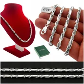 Łańcuszki - SREBRNY ŁAŃCUSZEK MĘSKI ŁAŃCUCH 55cm SREBRO 925+PŁYN , UNIKATOWY WZÓR - miniaturka - grafika 1