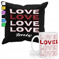 Gadżety dla niej i dla niego - ZESTAW KUBEK + PODUSZKA Z POSZEWKĄ- PREZENT DLA FANA WALENTYNKI + IMIĘ - miniaturka - grafika 1