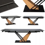Stoły - Stół rozkładany do salonu loft Genesis 160(220)x90 czarny ef marmuru/jesion - miniaturka - grafika 1
