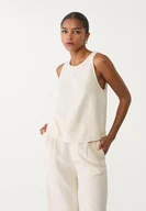 Koszule damskie - Stradivarius Luźny top typu bokserka z mieszanki lnu Kamień S - miniaturka - grafika 1