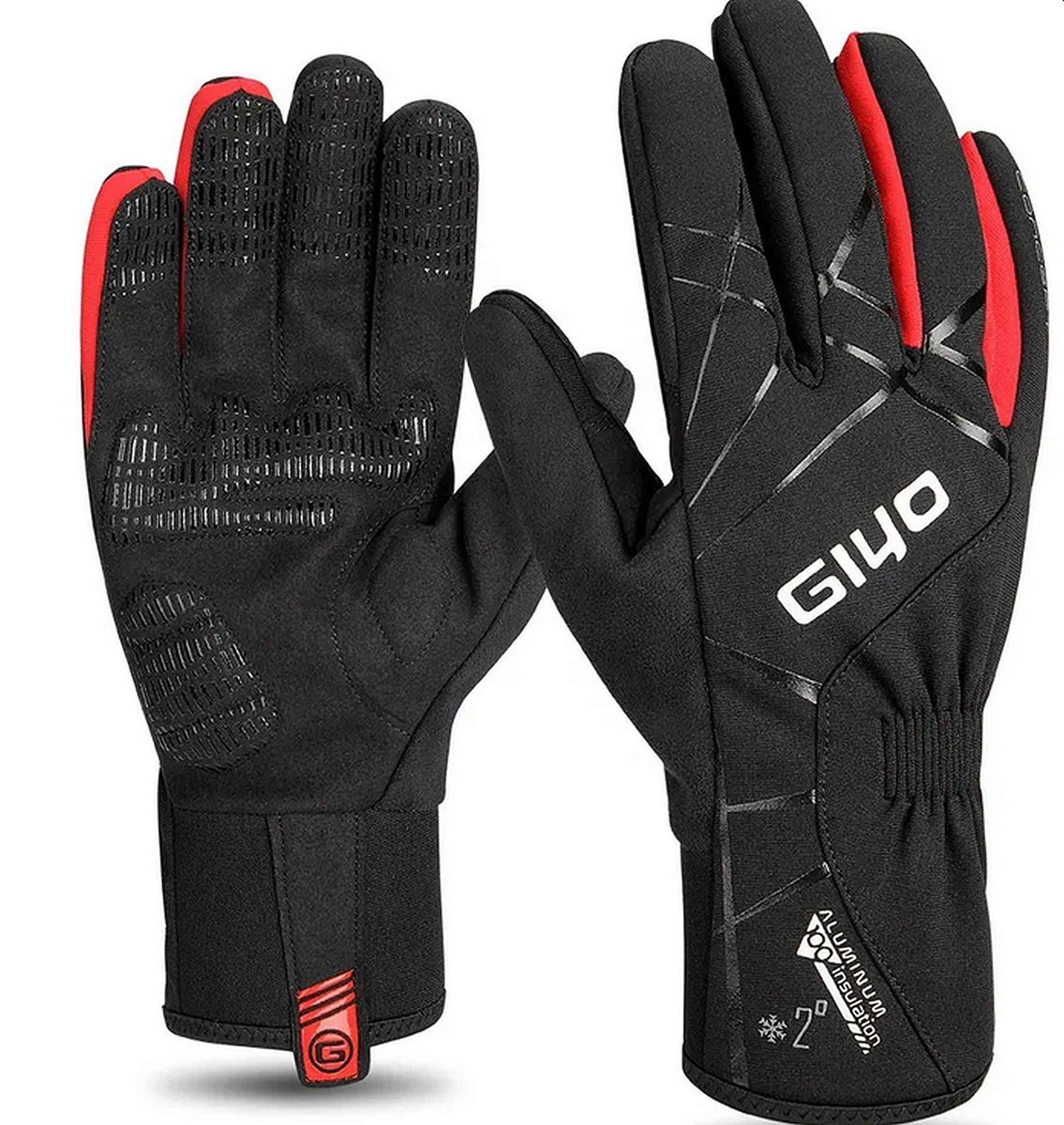 GIYO Rękawiczki Rowerowe z Długimi Palcami Zimowe Komfort do 2 stopni WODOODPORNE L