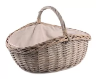 SZARY WIKLINOWY KOSZYK Z MATERIAŁEM 48x35x14/22/31 cm
