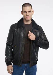 Kurtka skórzana męska w stylu bomber jacket - Kurtki męskie - miniaturka - grafika 1
