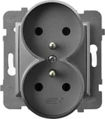 Gniazdka elektryczne - Ospel Aria szary mat - gniazdo podwójne +0 do ramki GP-2URZ/m/70 - miniaturka - grafika 1