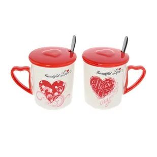 Dekoria Zestaw kubków Beautiful Love I z przykrywką 350ml 27×16,5×9,5cm 006-737 - Kubki - miniaturka - grafika 1