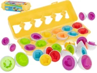 Klocki - Puzzle klocki jajka 12 szt wytłaczanka Montessori kształty i kolory KX5966 - miniaturka - grafika 1