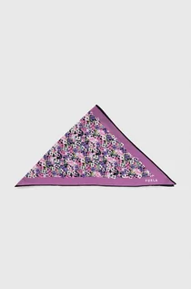Apaszki i szaliki damskie - Furla apaszka jedwabna kolor fioletowy wzorzysta - grafika 1