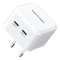 Ładowarki do telefonów - Ładowarka sieciowa Vention FBPW0-EU USB(C+C) GaN (35W/35W) (biała) - miniaturka - grafika 1