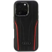 Etui i futerały do telefonów - Audi Genuine Leather MagSafe iPhone 16 Pro 6.3" czarno-czerwony/black-red hardcase AU-TPUPCMIP16P-R8/D3-RD - miniaturka - grafika 1