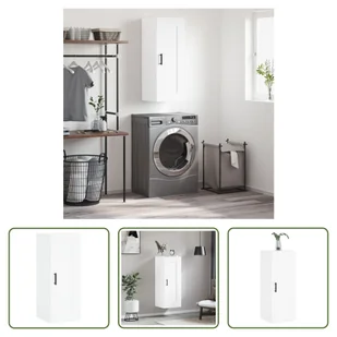 The Living Store Szafka ścienna biała 34,5x34x90 cm Materiał drewnopochodny - Szafki do salonu The Living Store Szafka ścienna biała 34,5x34x90 cm Materiał drewnopochodny - Szafki do salonu - miniaturka - grafika 1