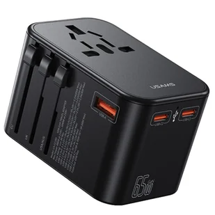 USAMS Adapter siec 1xUSB+2xUSB-C T62 65W 4w1 US/AU/EU/UK czarny/black CC199TC01 (US-CC199) Univesal Travel Charger - Ładowarki do telefonów - miniaturka - grafika 10