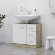 Szafki łazienkowe - vidaXL vidaXL Szafka pod umywalkę, biel i dąb sonoma, 63x30x54 cm, płyta - miniaturka - grafika 1