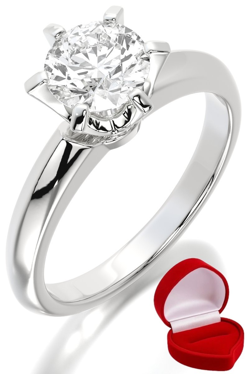 ZŁOTY PIERŚCIONEK ZARĘCZYNOWY 585 14k BRYLANT 1 ct BIAŁE ZŁOTO R10