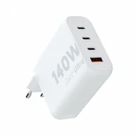 Ładowarki do telefonów - Ładowarka ścienna Ultra GaN2 140W 3xUSB-C PD,USB QC 3.0 Biała - miniaturka - grafika 1