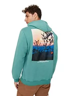 Bluzy męskie - Trendyol Męska bluza z kapturem z nadrukiem krajobrazowym, zielona, S, ZIELONY, S - miniaturka - grafika 1
