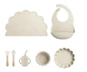 Zestawy naczyń dla dzieci - Lew Silikonowy Zestaw Do Karmienia- Beżowy - miniaturka - grafika 1