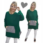 Bluzki damskie - KRATA BLUZA DAMSKA KANGUREK luźna dresowa tunika bluzka 54 56 7XL 8XL 3160 - miniaturka - grafika 1
