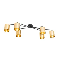 Lampy sufitowe - QAZQA Nowoczesna lampa sufitowa czarna ze złotymi 6 lampkami - Lofty - miniaturka - grafika 1