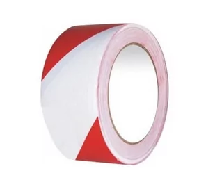 taśma ostrzegawcza samoprzylepna 100mm x 33mb biało czerwona - Pachołki i taśmy ostrzegawcze - miniaturka - grafika 2