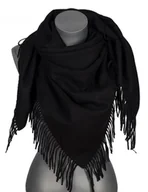 Apaszki i szaliki damskie - Chusta damska bawełniana jednokolorowa na prezent z frędzlami FGC-20 czarny - miniaturka - grafika 1