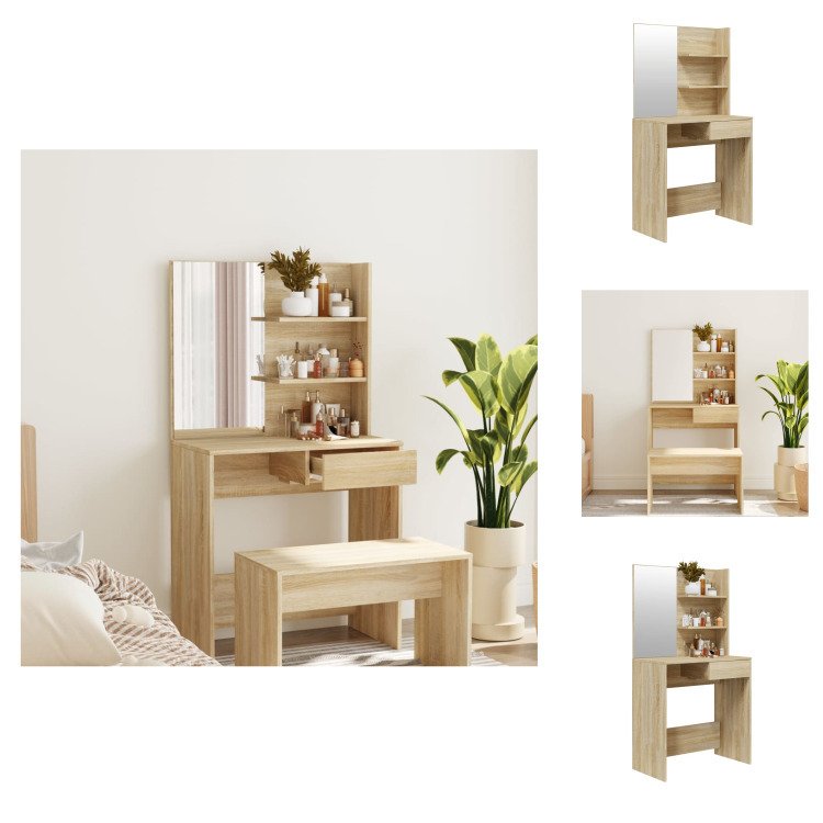 vidaXL Toaletka z lustrem dąb sonoma 74,5x40x141 cm - Toaletki