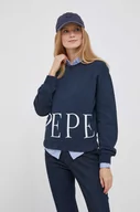 Bluzy damskie - Pepe Jeans bluza bawełniana Victoria damska kolor granatowy z nadrukiem - miniaturka - grafika 1