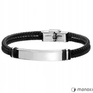 Bransolety męskie - CZARNA BRANSOLETKA MĘSKA ZE SZNURKA GRAWER - miniaturka - grafika 1