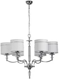 LAMPA WISZĄCA białe abażury chromowana rama styl klasyczny HILTON HT 6 Jupiter - Lampy sufitowe - miniaturka - grafika 1