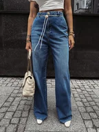 Spodnie damskie - Spodnie damskie baggy OLAVOGA KAAGE Ciemny niebieski - miniaturka - grafika 1