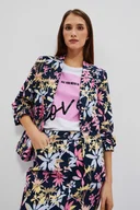 Marynarki i żakiety damskie - Jednorzędowa marynarka z roślinnym printem-46 - miniaturka - grafika 1