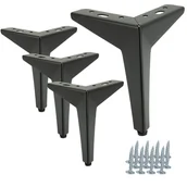 Zawiasy, okucia i inne akcesoria - Zestaw 4 nóżek meblowych Gwiazda czarny mat wysokość 15 cm - miniaturka - grafika 1